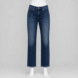 Hudson Kass Ornella High Rise Straight Leg Jeans - Distressed Hem - Size 26